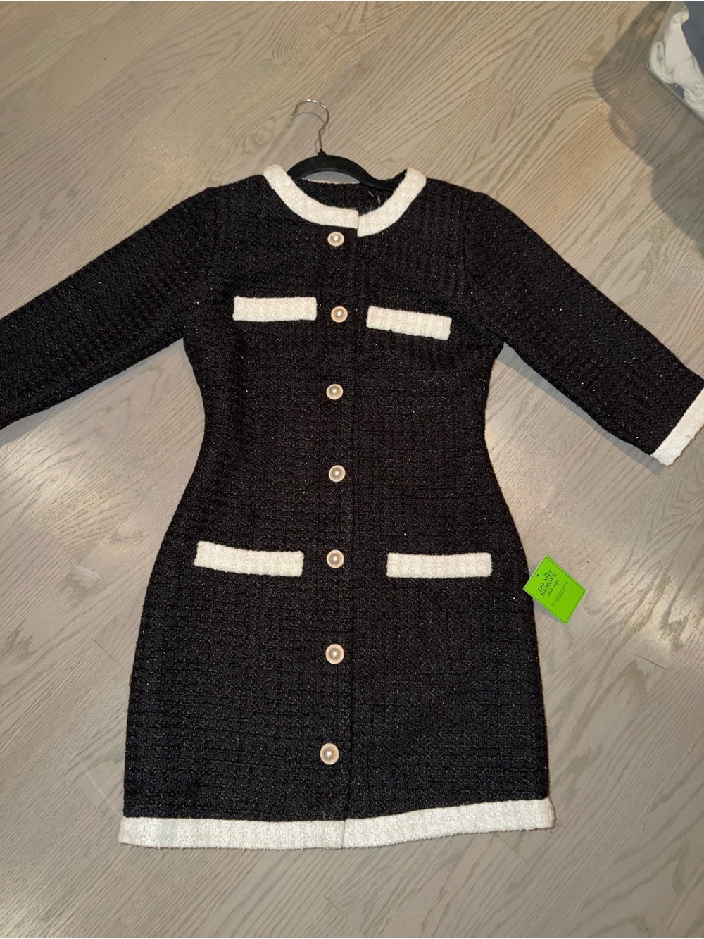 Alexia Admor Black Knit Dress with White Trim Sz 4